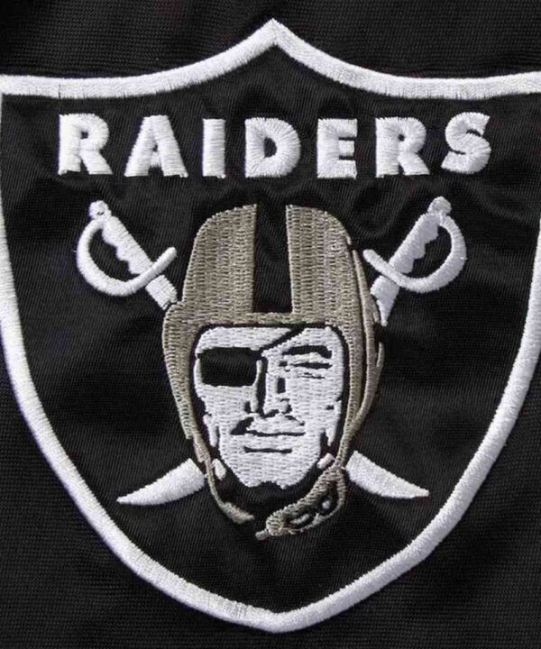 Black/Silver Las Vegas Raiders Prime Time Varsity Satin Jacket