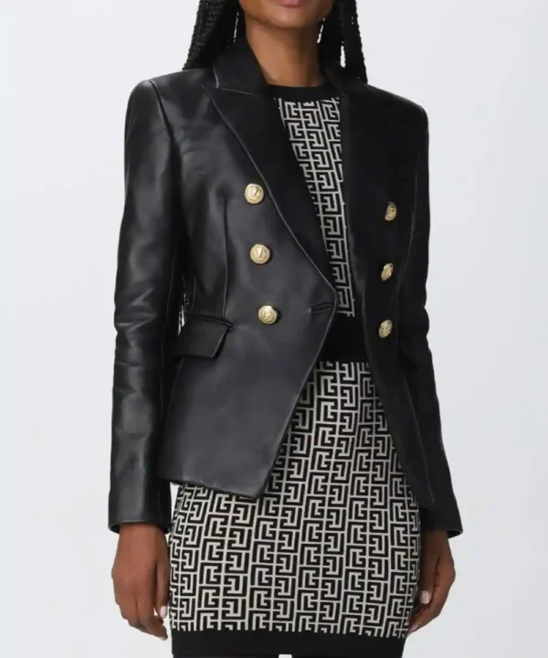Laysla De Oliveira Locke & Key Black Leather Blazer