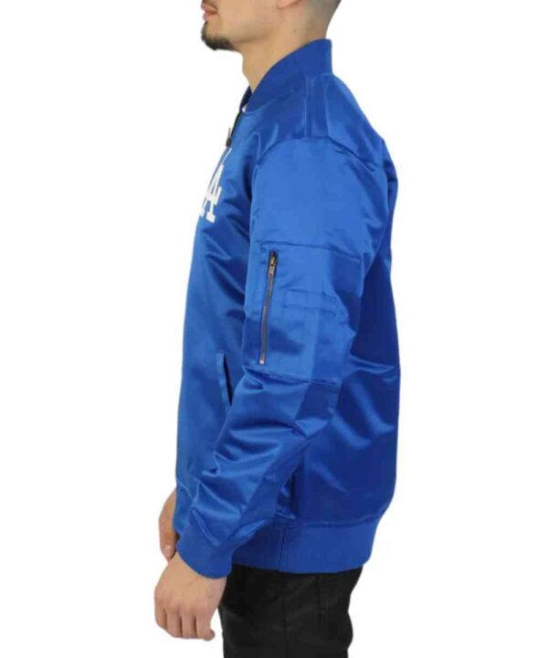 LA Dodgers Vintage Logo Royal Lightweight Satin Jacket