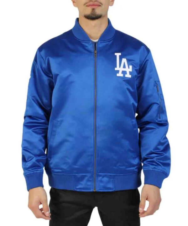 LA Dodgers Vintage Logo Royal Lightweight Satin Jacket