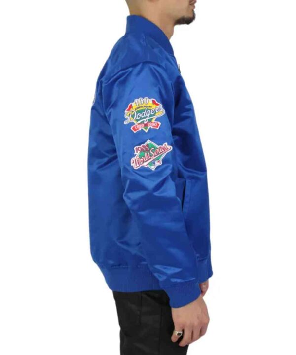 LA Dodgers Vintage Logo Royal Lightweight Satin Jacket