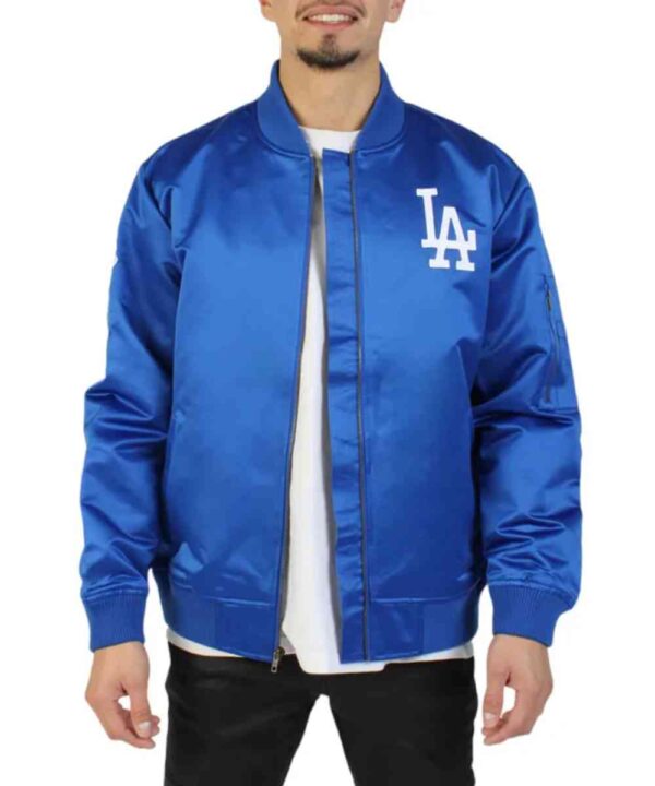 LA Dodgers Vintage Logo Royal Lightweight Satin Jacket