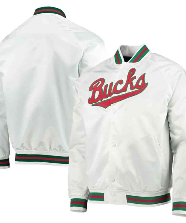 Milwaukee Bucks Hardwood Classics White Satin Jacket