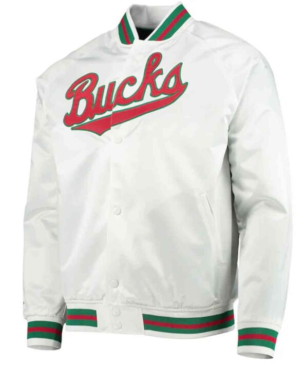 Milwaukee Bucks Hardwood Classics White Satin Jacket