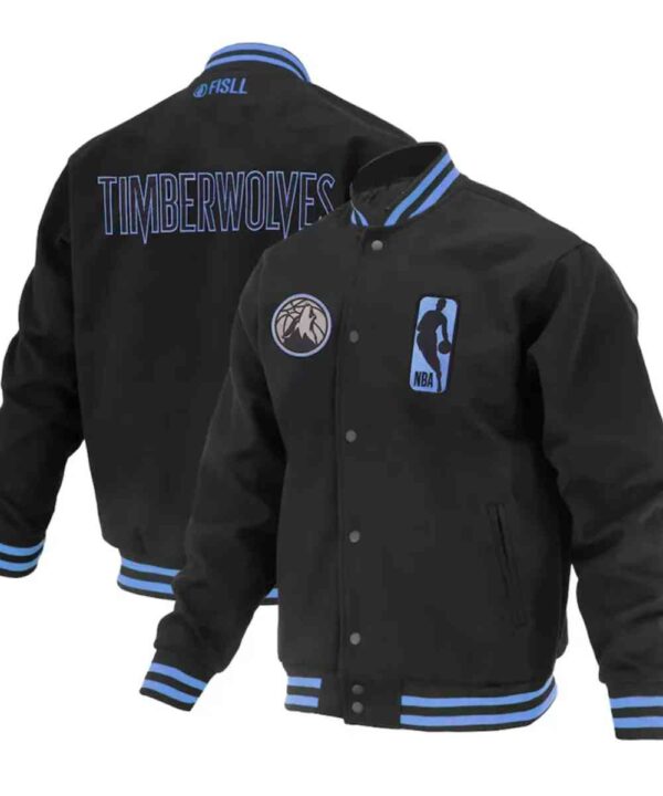 Minnesota Timberwolves Logoman Shadow Black Varsity Jacket