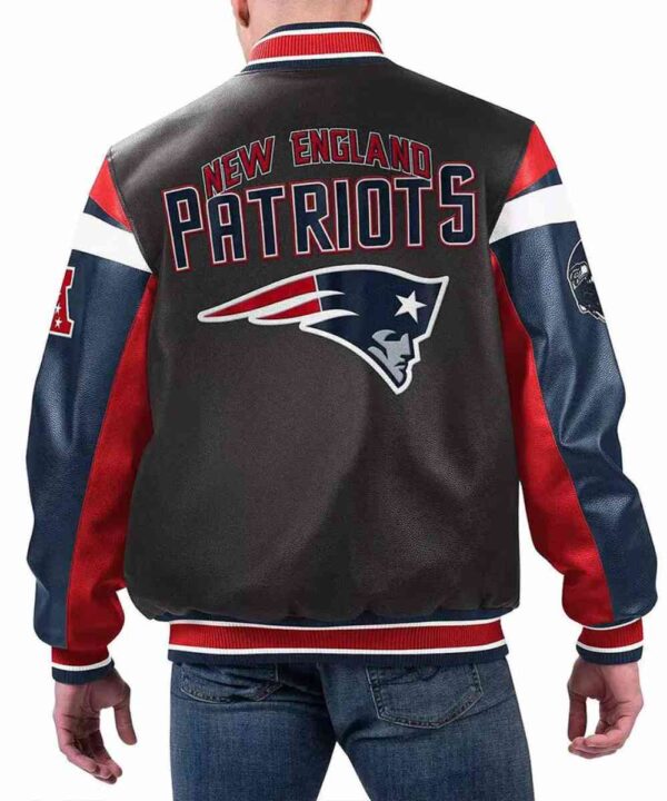 New England Patriots Black Varsity Full-Zip Leather Jacket