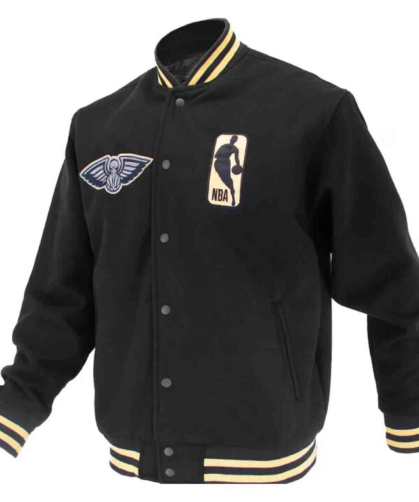 New Orleans Pelicans Logoman Shadow Black Varsity Jacket