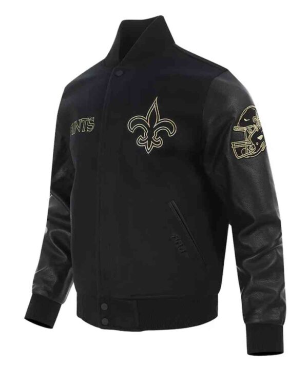 New Orleans Saints Full-Zip Black Varsity Jacket