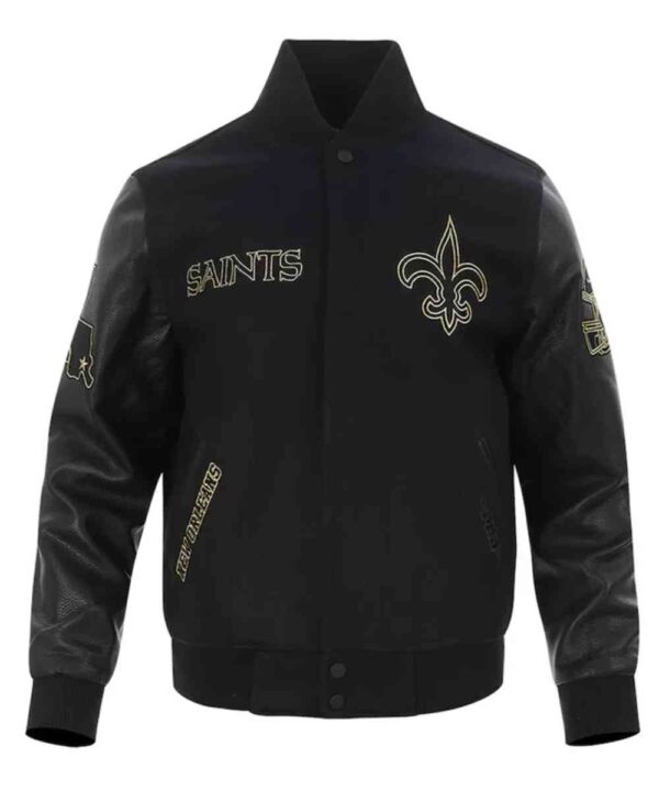 New Orleans Saints Full-Zip Black Varsity Jacket