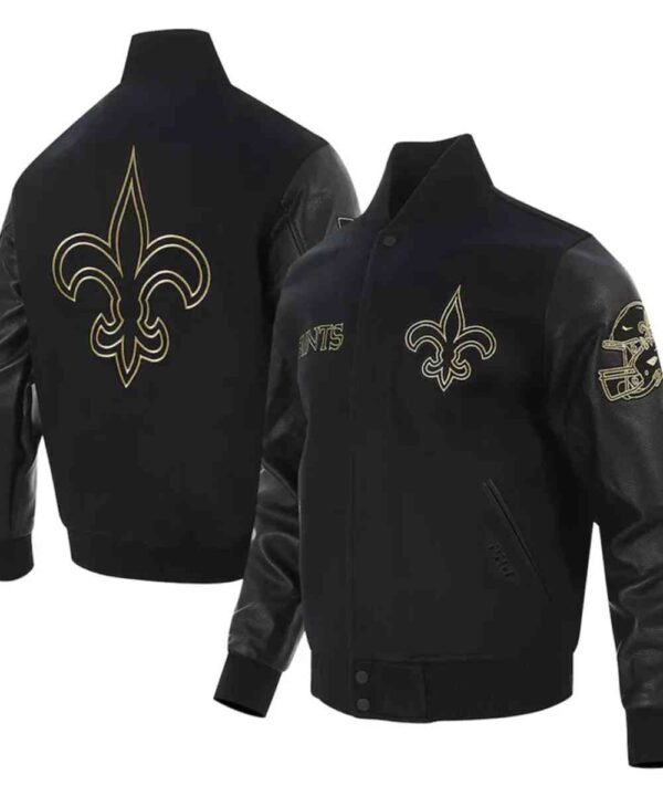 New Orleans Saints Full-Zip Black Varsity Jacket