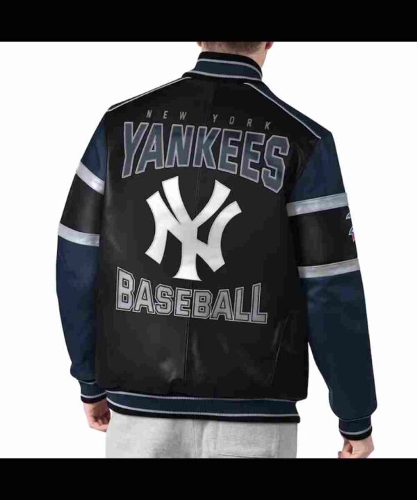 NY Yankees Black and Navy Varsity Leather Jacket