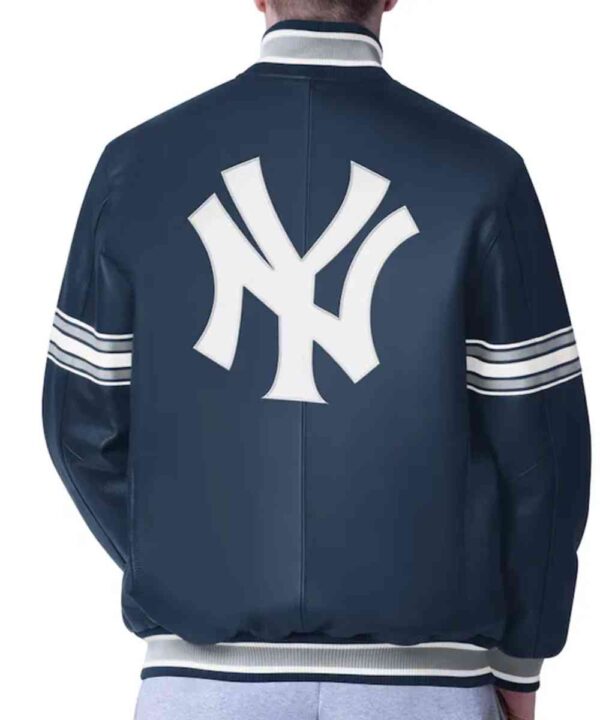 NY Yankees Navy Varsity Leather Jacket