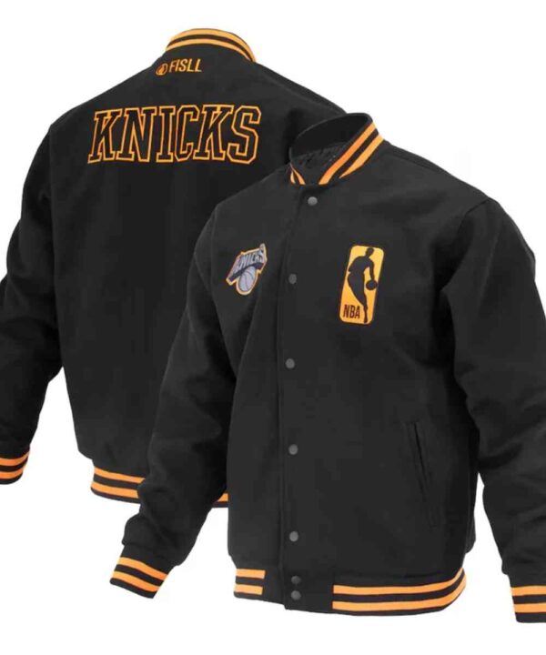 NY Knicks Logoman Shadow Black Varsity Jacket