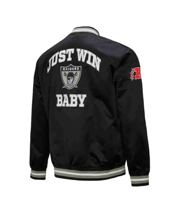 Oakland Raiders Just Win Baby Black Satin Jacket