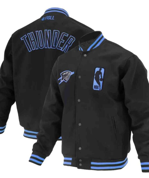 Oklahoma City Thunder Logoman Shadow Black Varsity Jacket