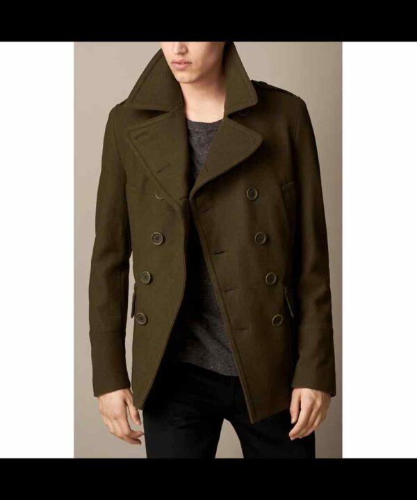Olive Drab Wool Cashmere Peacoat