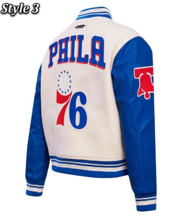 Philadelphia 76ers Cream Retro Classic Varsity Jacket
