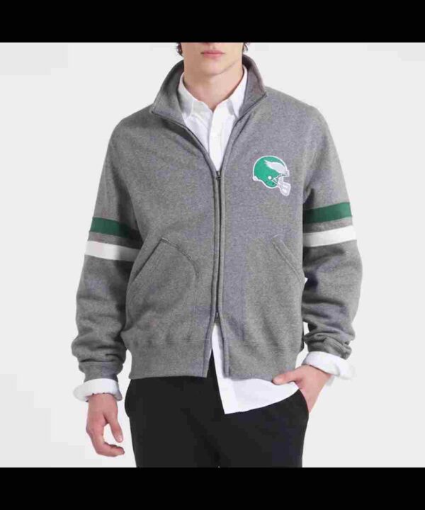 Philadelphia Eagles Heather Gray Striped Fleece Jacket