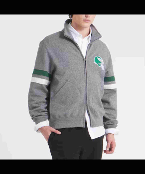 Philadelphia Eagles Heather Gray Striped Fleece Jacket