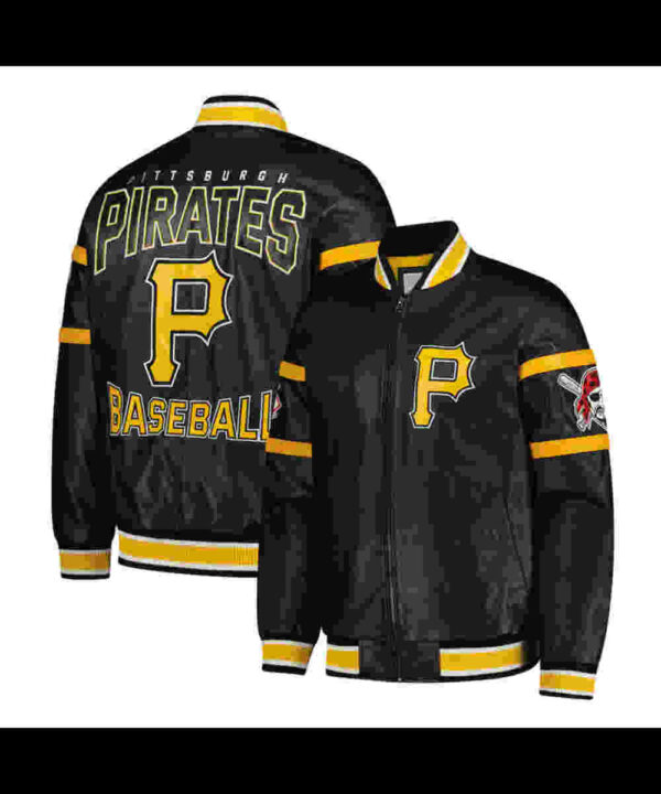 Pittsburgh Pirates Striped Black Varsity Leather Jacket