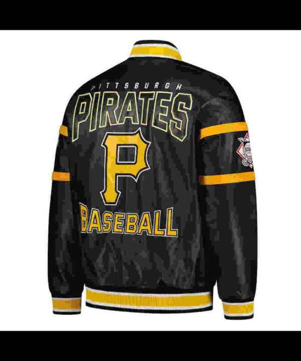 Pittsburgh Pirates Striped Black Varsity Leather Jacket