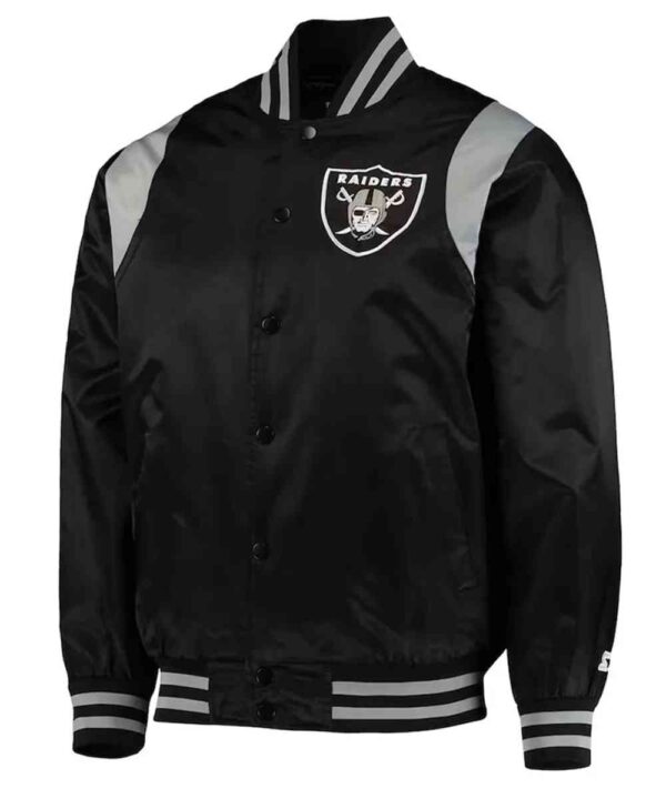Black/Silver Las Vegas Raiders Prime Time Varsity Satin Jacket