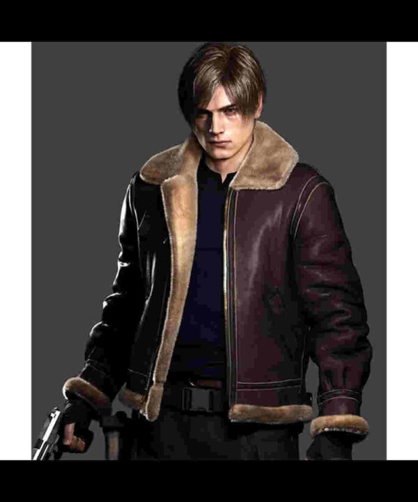 Leon Kennedy Resident Evil 4 Remake Shearling Jacket