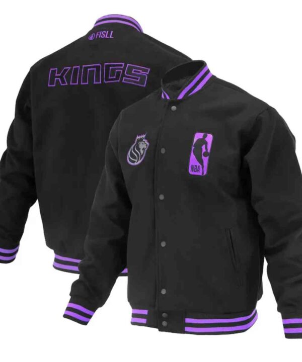 Sacramento Kings Logoman Shadow Black Varsity Jacket
