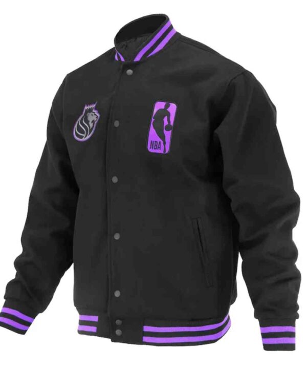 Sacramento Kings Logoman Shadow Black Varsity Jacket