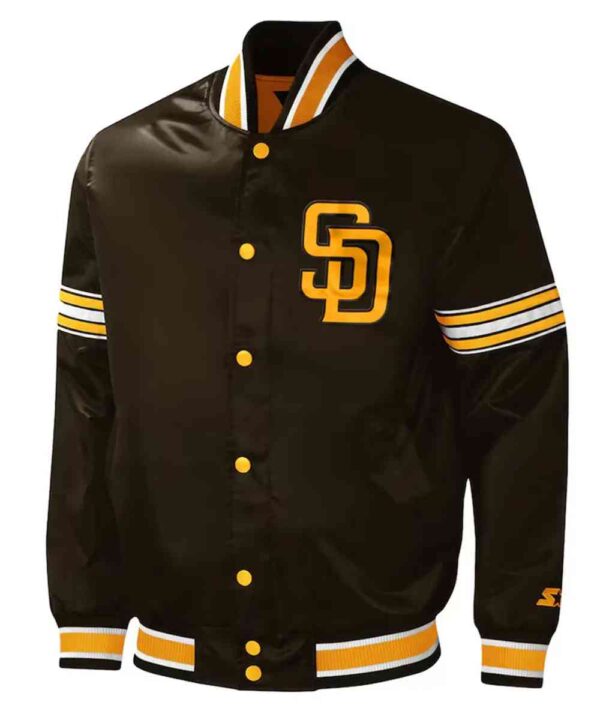 San Diego Padres Midfield Brown Varsity Satin Jacket
