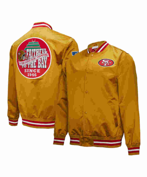 San Francisco 49ers Double Down Gold Satin Jacket