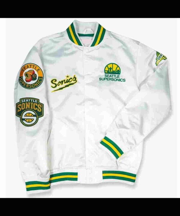 Seattle Supersonics Golden Age White Satin Jacket