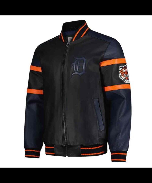 Detroit Tigers Black and Navy Varsity Leather Jacket