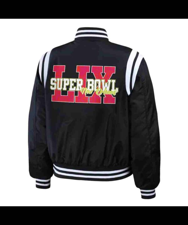 Super Bowl LIX Black Varsity Bomber Jacket