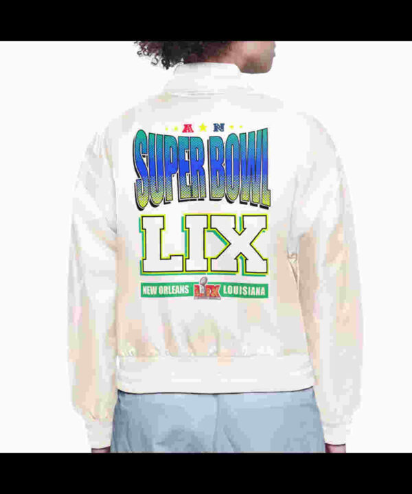 Super Bowl LIX Cream Varsity Satin Jacket
