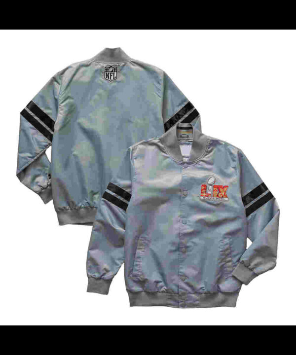 Super Bowl LIX Gray Varsity Satin Jacket