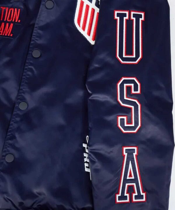 US Soccer Classic Rib Navy Satin Jacket