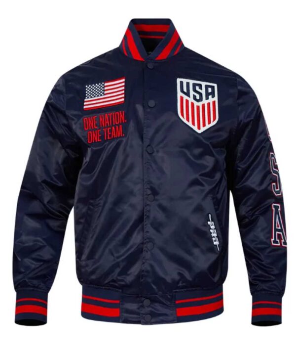 US Soccer Classic Rib Navy Satin Jacket