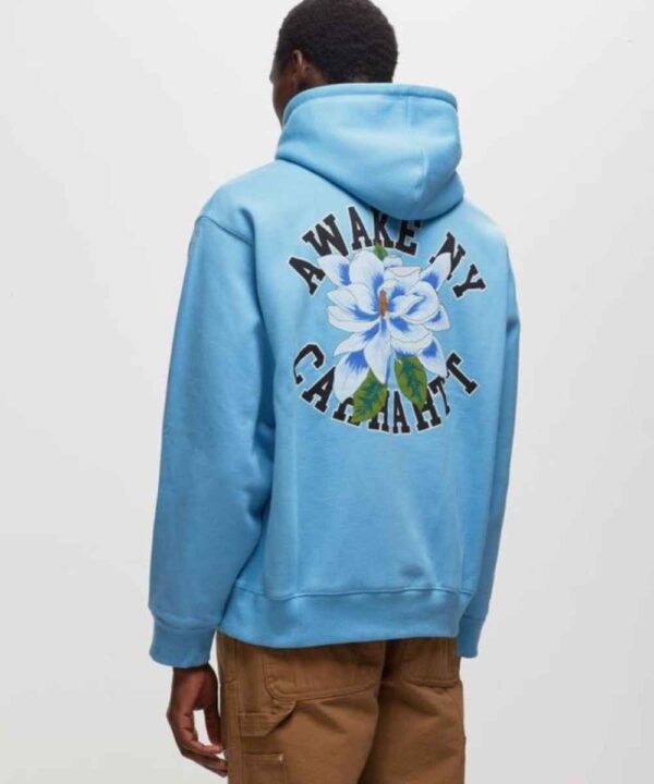 Awake NY X Carhartt WIP Printed Blue Hoodie - Forever Jackets