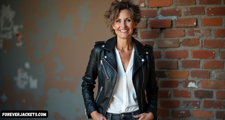 Best & Amazing Leather Moto Jacket Outfits For Women Over 50