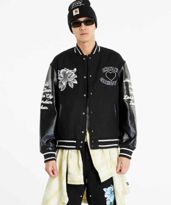 Bomber Awake NY x Carhartt WIP Black Teddy Jacket - Forever Jackets