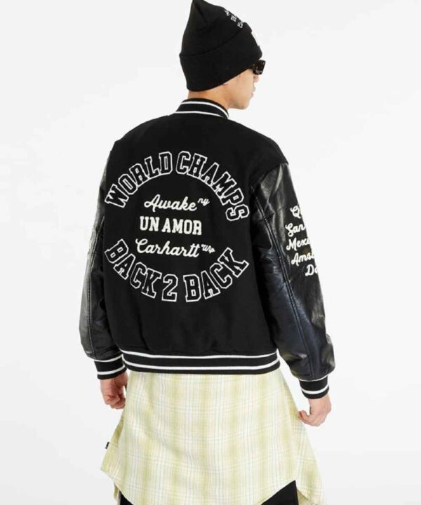 Bomber Awake NY x Carhartt WIP Black Teddy Jacket - Forever Jackets