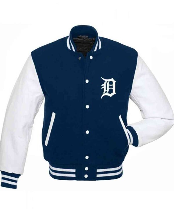 Detroit Tigers MLB Blue and White Letterman Jacket - Forever Jackets