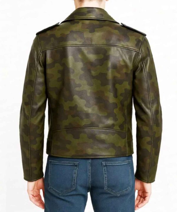 Men’s Biker Classic Military Camouflage Leather Jacket - Forever Jackets