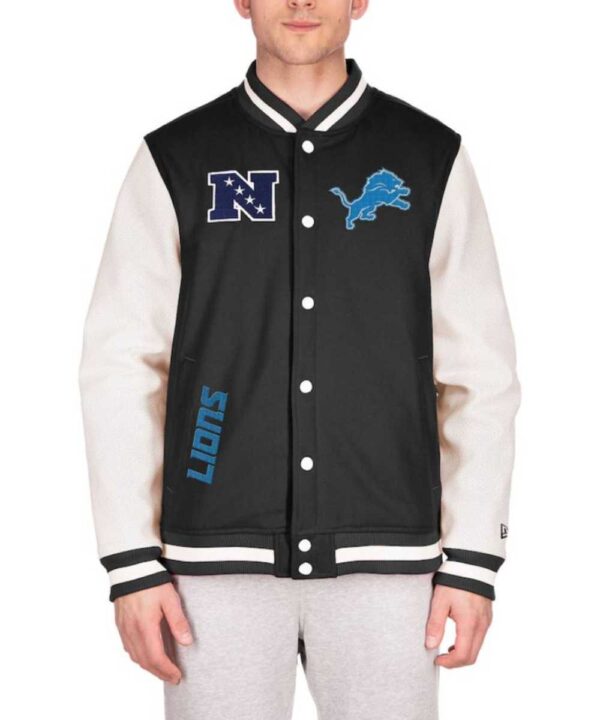 Men’s New Era Black Detroit Lions Third Down Varsity Full-Snap Jacket