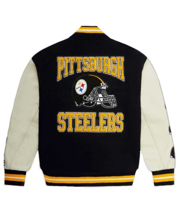 Men’s Pittsburgh Steelers OVO x NFL Black Full-Snap Varsity Jacket