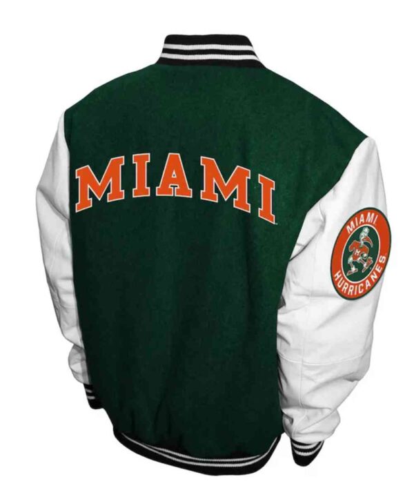 Miami Hurricanes Graduate Green and White Varsity Jacket - Forever Jackets