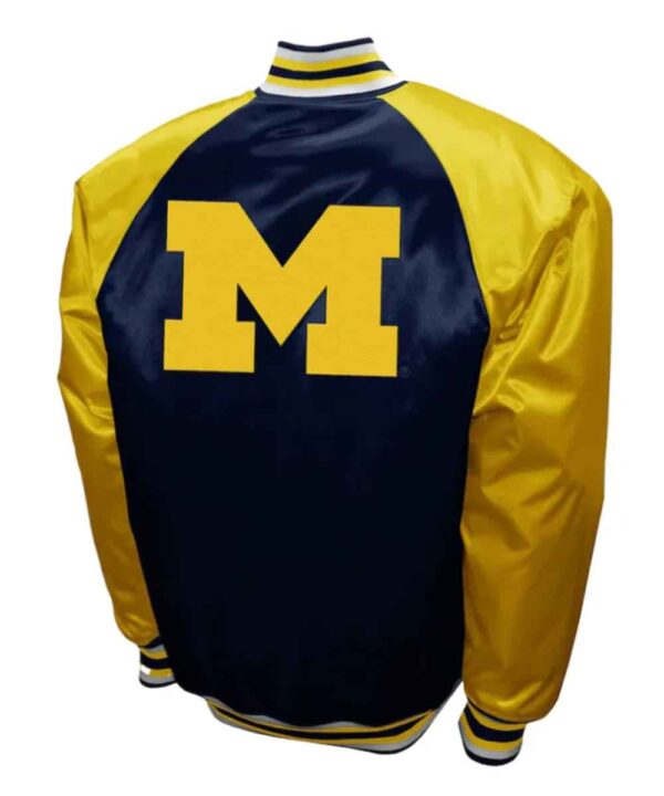 Michigan Wolverines The Game Navy Satin Jacket - Forever Jackets