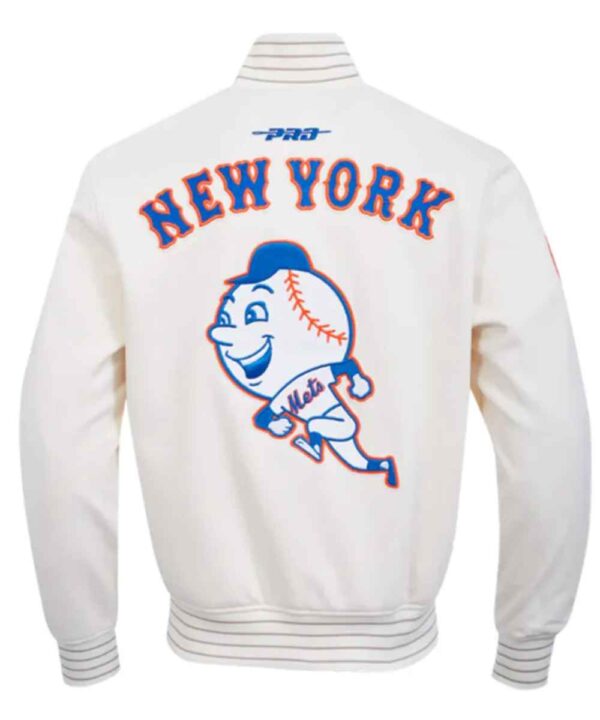 NY Mets Logo Game Day Eggshell Jacket - Forever Jackets