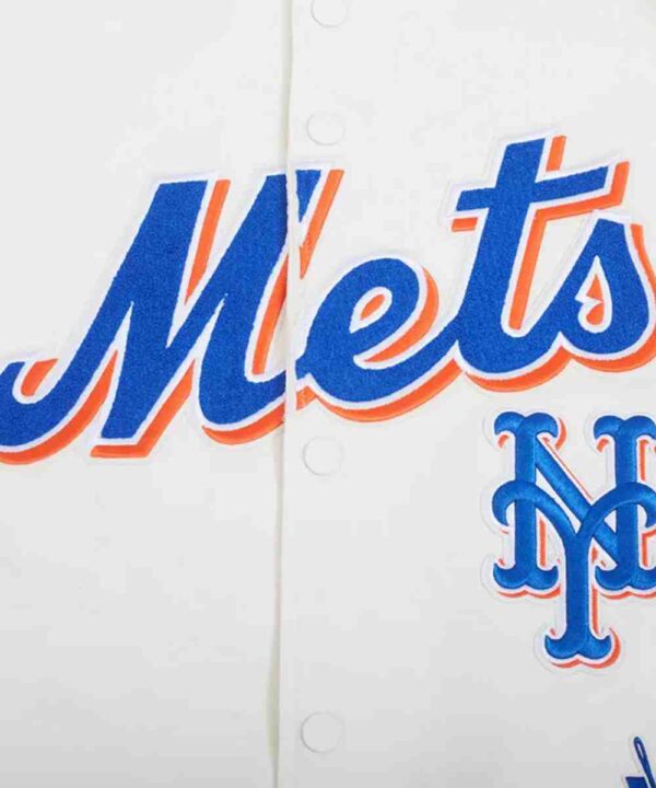 NY Mets Logo Game Day Eggshell Jacket - Forever Jackets